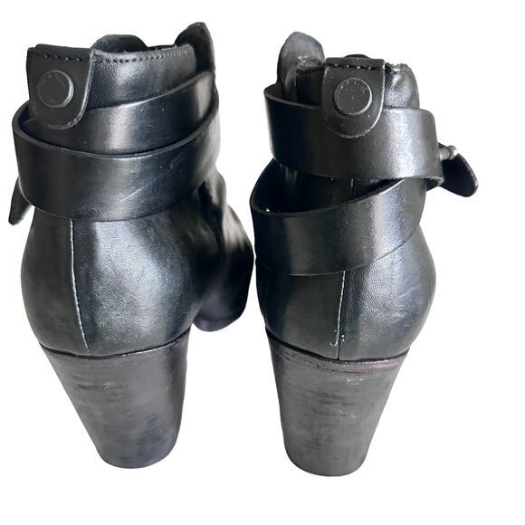 rag & bone Harrow Black Leather Belted Ankle western Boots US 7 - Picture 4 of 10